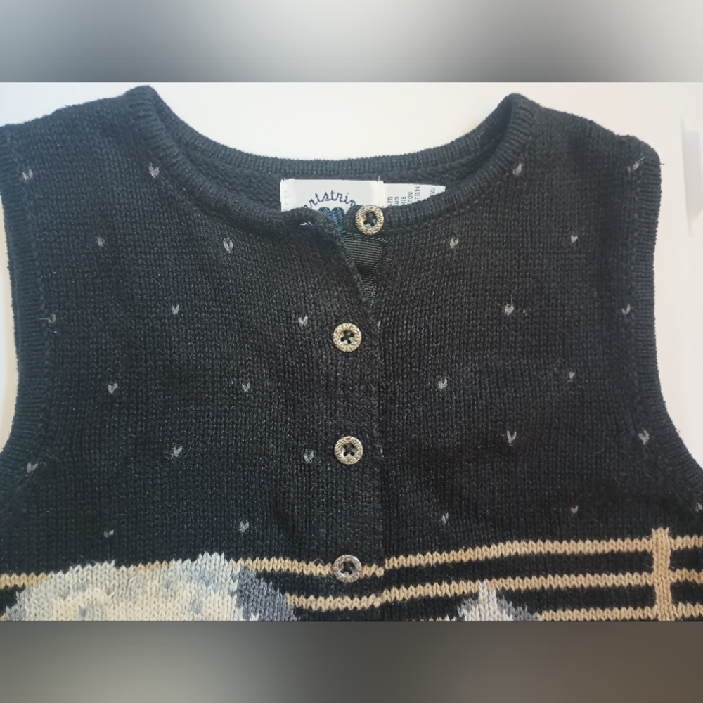 Vintage Hartstrings Girls Horse Needlepoint Sweater Vest Button Equestrian - Picture 2 of 10